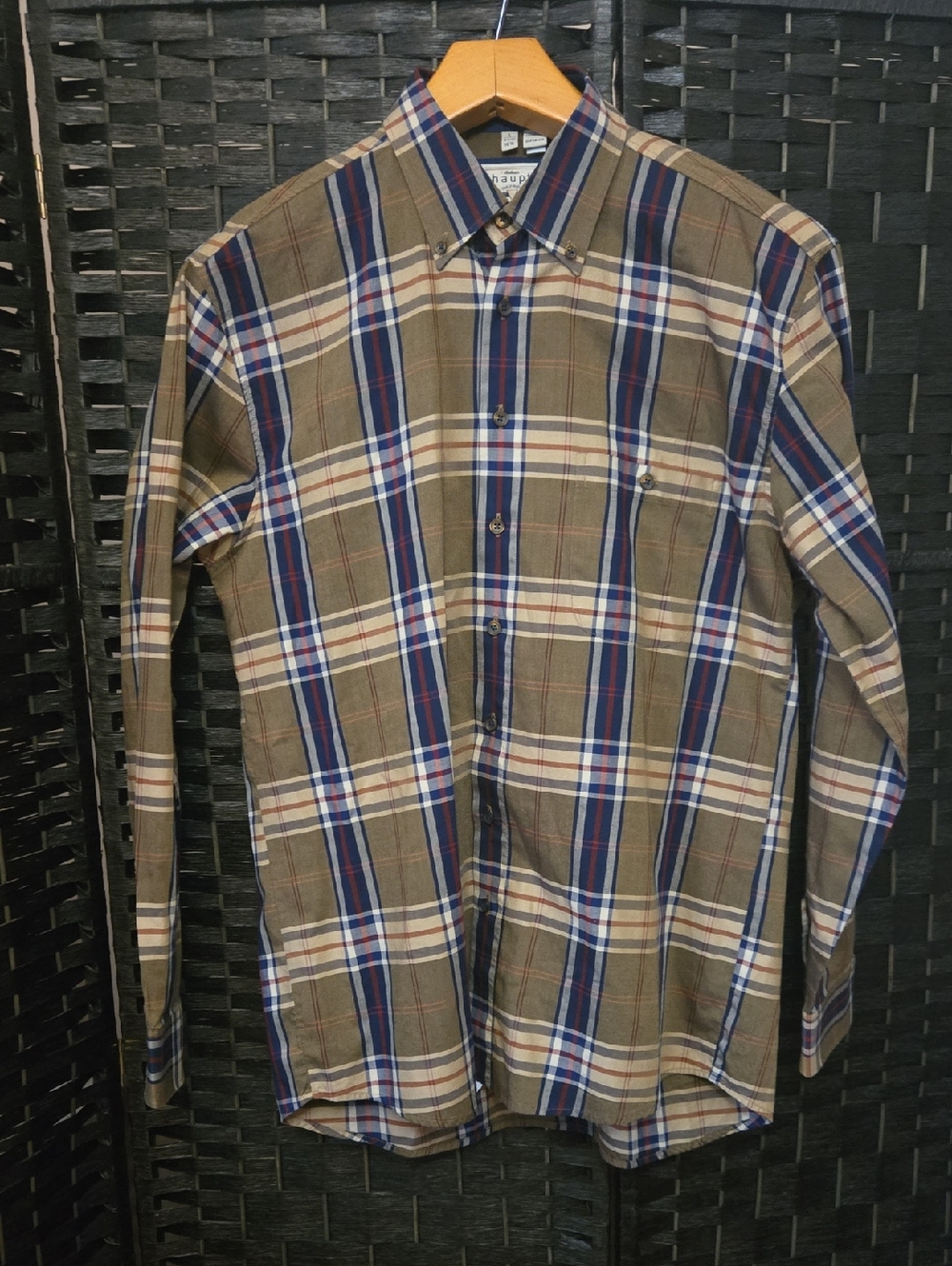 Men's Haupt Germany Plaid Button-Down Regular Fit L 41/42 16 1/2 Shirt